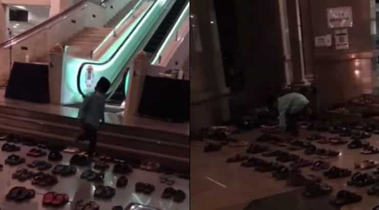 Tindakan budak ni tolong susun selipar jemaah masjid raih pujian ramai
