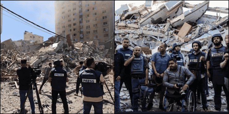 Bangunan media antarabangsa di G4z4 musnah selepas dibedil bom oleh tentera I5r4eL