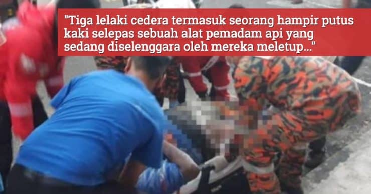 Seorang parah, dua cedera alat pemadam api meletup