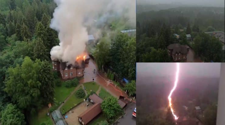 Detik mendebarkan! Rumah ‘dihentam’ kilat sebelum bahagian bumbung terbakar