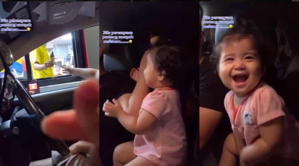 Gelagat si kecil excited dapat aiskrim, “Perempuan dengan makanan…”