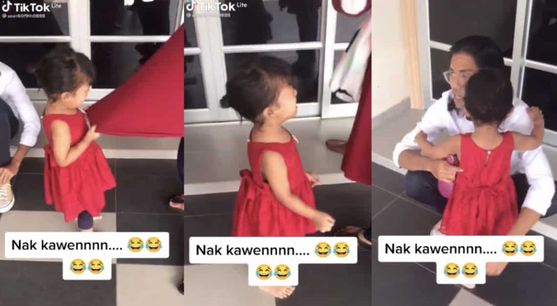 Telatah budak menangis nak kahwin bikin terhibur, “Sabar dik ikut giliran…”