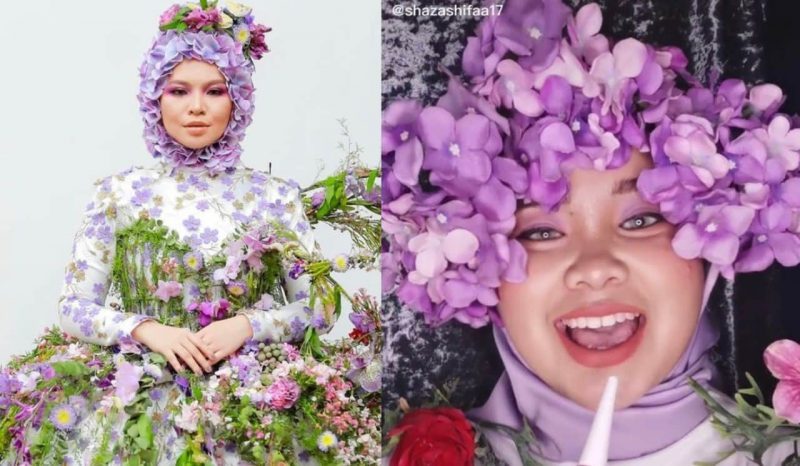 ‘Parody’ gadis berbaju bunga persis Aina Abdul cuit hati netizen
