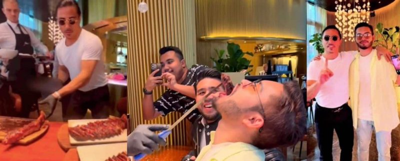 Dilayan & disuap cef terkenal Salt Bae, Aeril Zafrel berhabis RM10k makan stik mewah