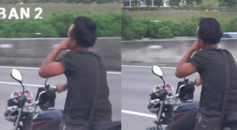 Lelaki khayal, hidu gam sambil menunggang motosikal diburu polis