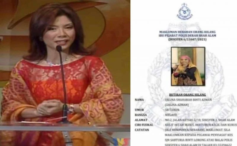 “Beg duit ditemui dan rumah berselerak” bekas personaliti TV3 Zalina Azman hilang sejak tahun lalu