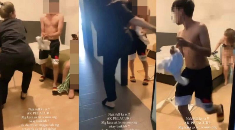 [Video] Isteri tangkap suami tengah sedap projek di hotel
