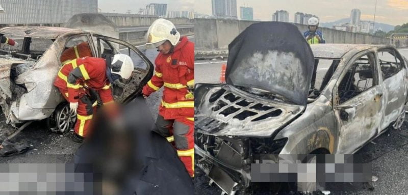 Wanita rentung, kereta dipandu terbakar terbabit nahas di lebuh raya MEX