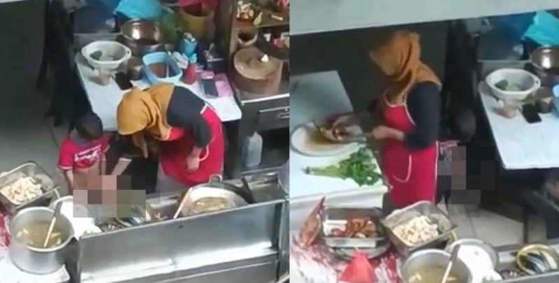 [Video] Pegang alat sulit anak lepas kencing, tukang masak selamba sentuh lauk pelanggan.. buat ramai rasa jijik