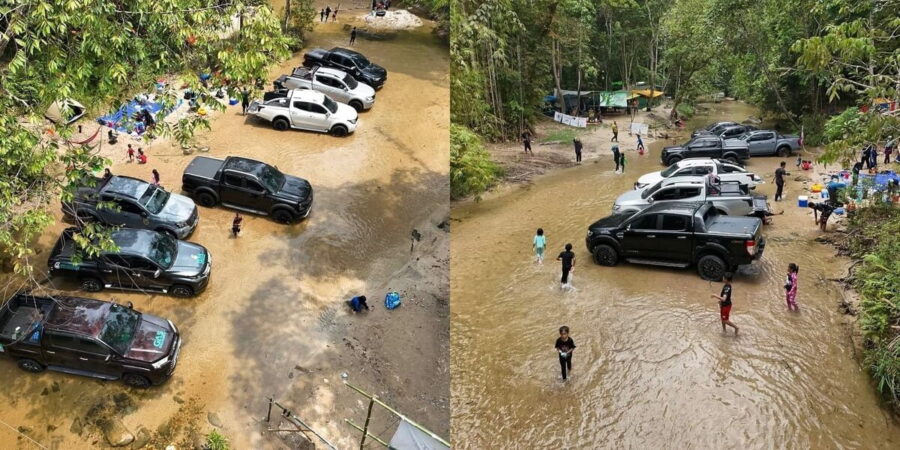 Netizen kecam geng 4×4, selamba parkir di tengah sungai